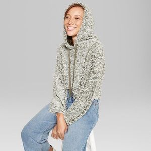 Wild fable Target green cropped Sherpa hoodie